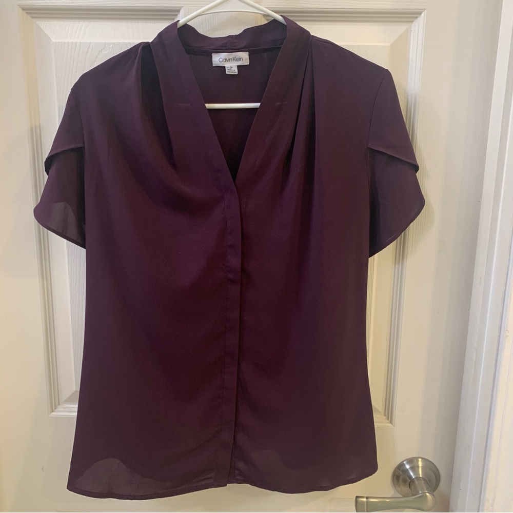 Calvin Klein Flutter Sleeves Pop-Over Blouse